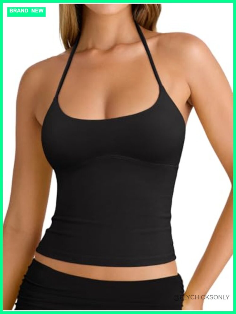 Women's Halter Tie Backless Crop Tank Top Double Lined Slim Fit Y2K